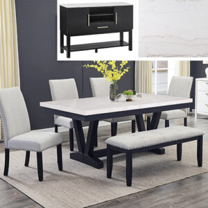 1320-6P/1320-SB VARLEY MARBLE TBL/SIDE CHAIRS,BENCH