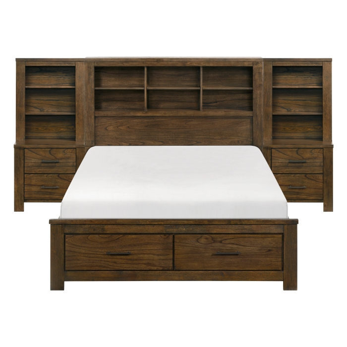 1592-1*WB 5pc Set Queen Wall Platform Bed (QB+2NS+2NS-P)