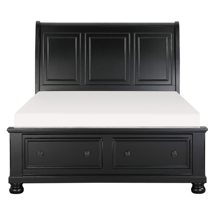 1714BK-1* Queen Sleigh Platform Bed with Footboard Storage