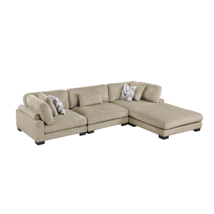 9555BRW*42CRACOT 4-Piece Modular Sectional with Ottoman