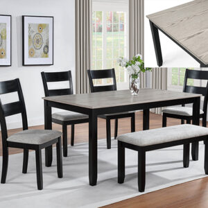 2231SET-LG LESTER 6-PK DINING W/BENCH L.GREY