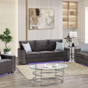 Rita Living Room Set In Charcoal