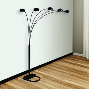 4888B-BK PEACOCK SHADE FLOOR LAMP BK 82"H