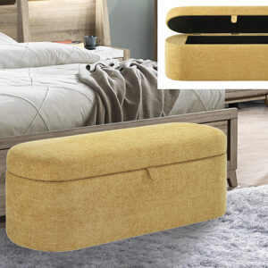 4924GD-BENCH PHILIPA STORAGE BENCH-GOLD TWEED