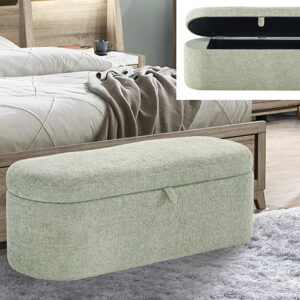 4924GR-BENCH PHILIPA STORAGE BENCH-L.GREEN TWEED