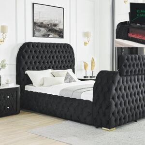 5115BK NATALIA BED W/FIREPLACE,TV LIFT BK