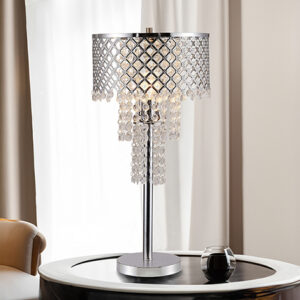 6239T-1 CRYSTAL ON MESH TABLE LAMP 24"H