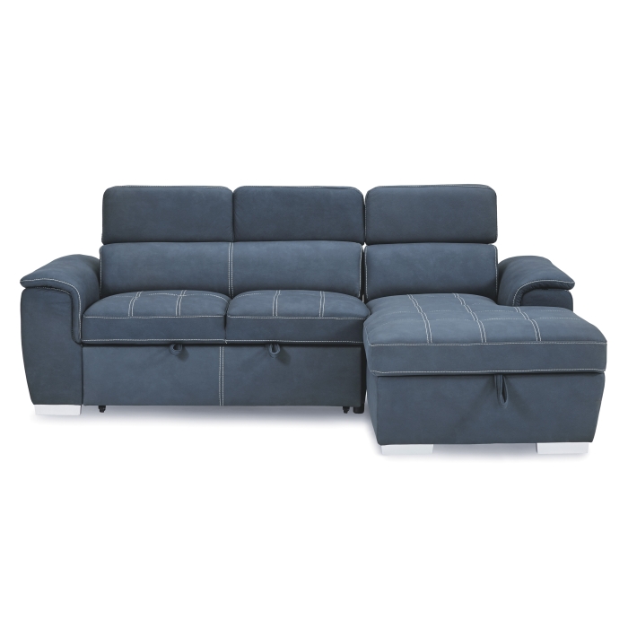 8228BU* 2-Piece Sectional with Adjustable Headrests, Pull-out Bed and Right Chaise with Hidden Storage