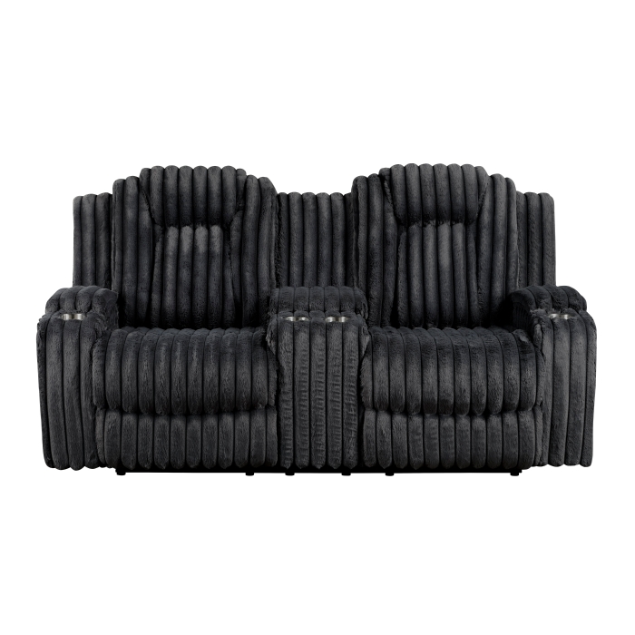 8348BLK-2 Double Reclining Love Seat with Center Console and Cup Holders