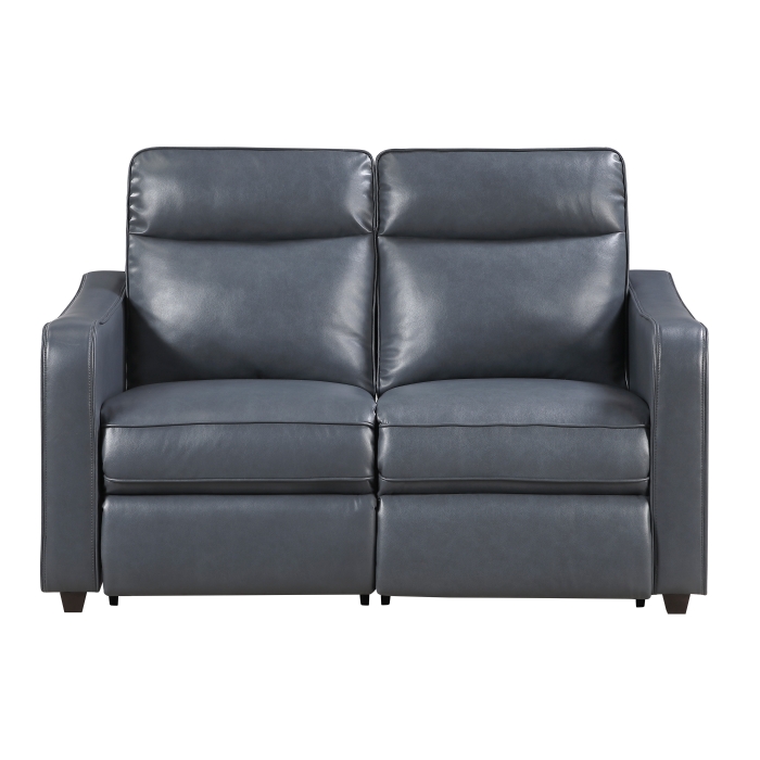 8368NVY-2A2PW* Power Double Reclining Love Seat with Curved Track Arms