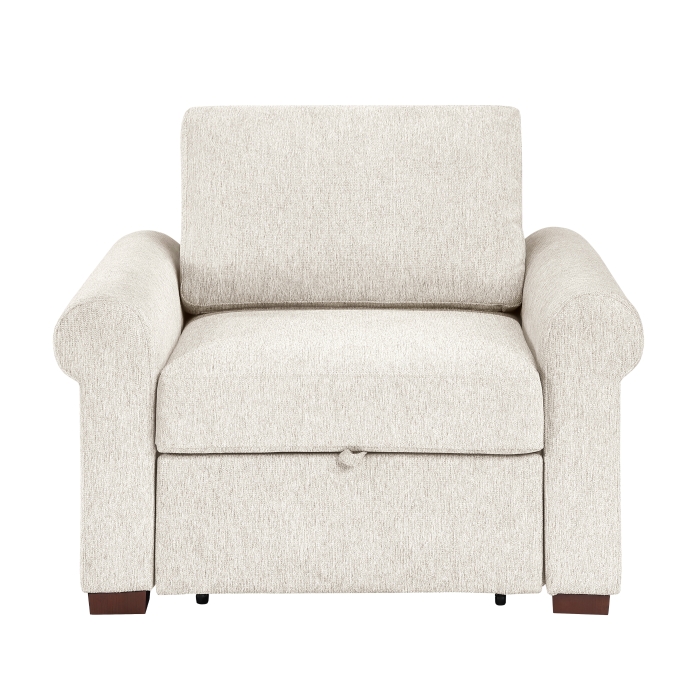8548BE-2ACCLA4* Convertible Chair with Pull-out Bed, Click Motion Back and Two Roll Arms