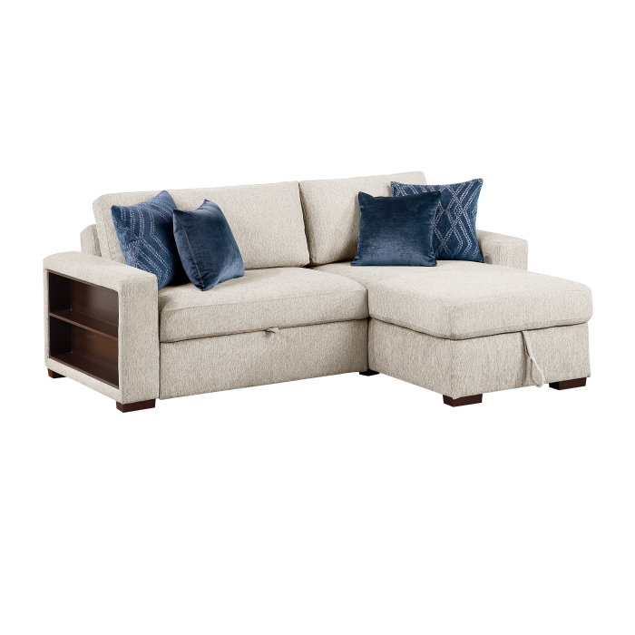8548BE*3VC15ACLA2 2-Piece Sectional with Reversible Chaise, Pull-out Bed and Hidden Storage, Click Motion Back