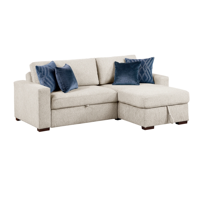 8548BE*3VC15ACLA 2-Piece Sectional with Reversible Chaise, Pull-out Bed and Hidden Storage, Click Motion Back