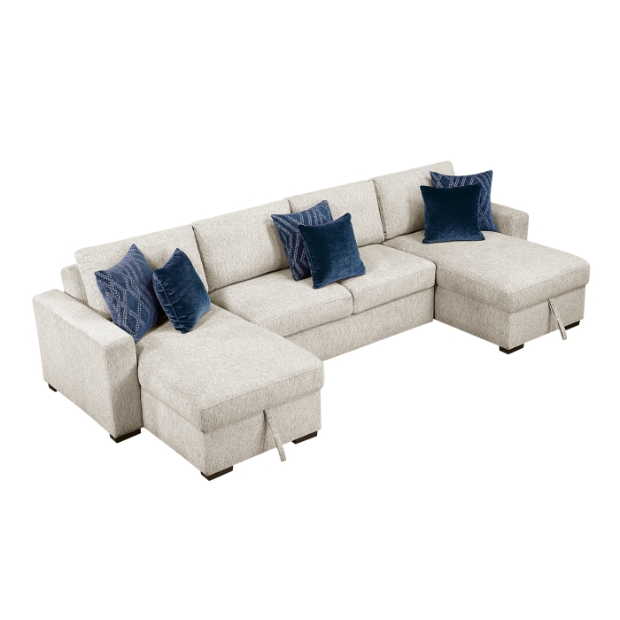 8548BE*42VC2AA 3-Piece Sectional with Convertible and Reversible Chaise, Hidden Storage, Click Motion Back