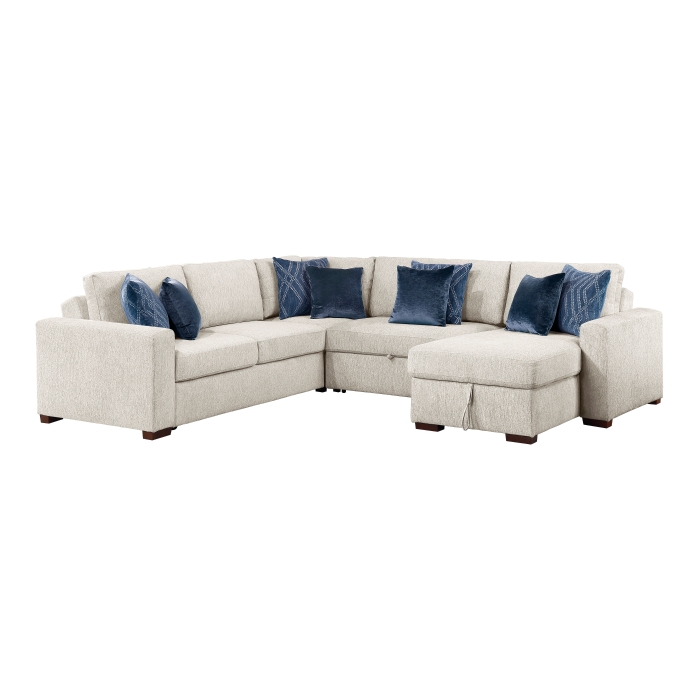 8548BE*5SC15ACLA 4-Piece Sectional with Reversible Chaise, Pull-out Bed, Hidden Storage and Click Motion Back