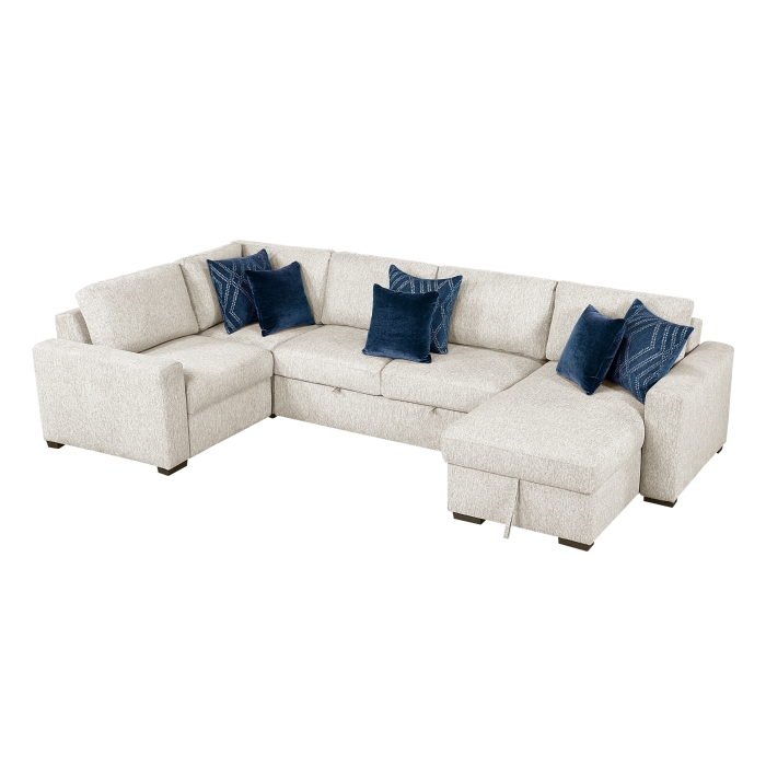 8548BE*5VC2ACLCRACA 4-Piece Sectional with Reversible Chaise, Pull-out Bed and Hidden Storage