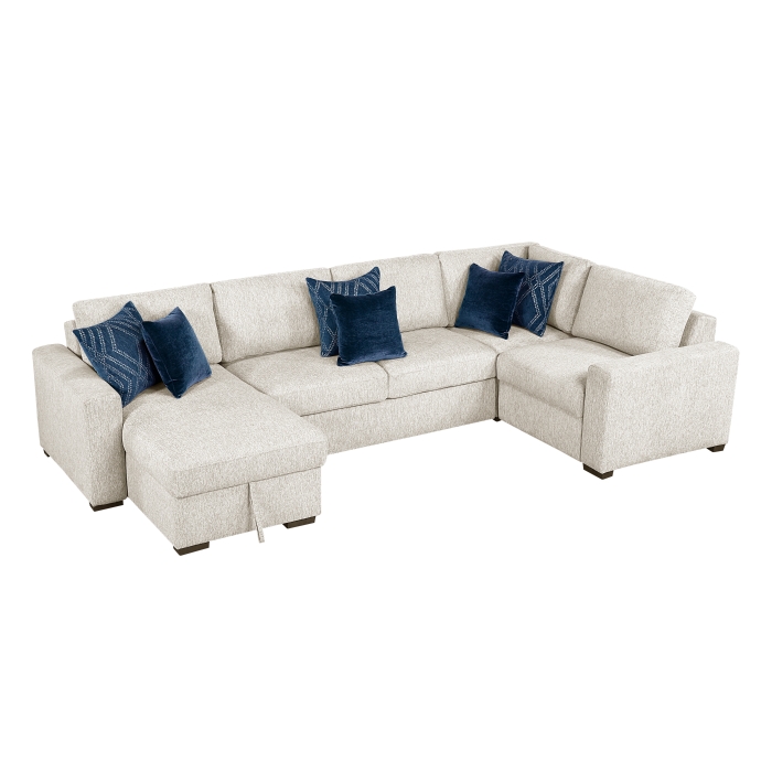 8548BE*5VC2ACRACA 4-Piece Sectional with Convertible and Reversible Chaise, Hidden Storage, Click Motion Back
