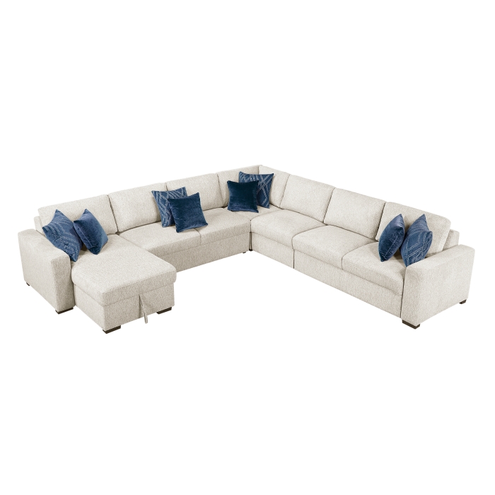 8548BE*6VCCR22AACA 5-Piece Sectional with Convertible and Reversible Chaise, Hidden Storage, Click Motion Back