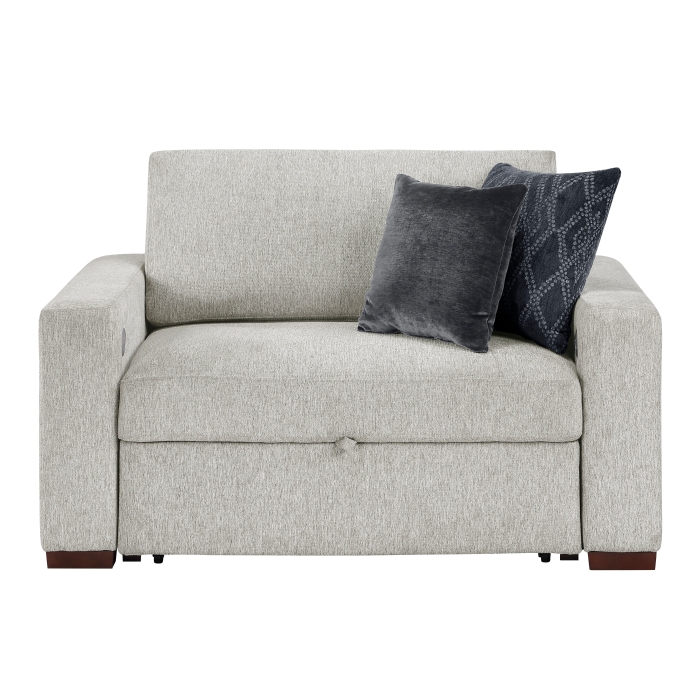 8548GY-215ACLA2* Convertible Chair and Half with Pull-out Bed, Click Motion Back, Two Arms with Shelves and Charging Ports