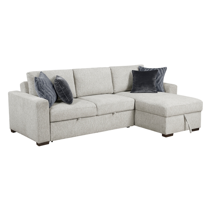 8548GY*3VC2ACLA 2-Piece Sectional with Reversible Chaise, Pull-out Bed and Hidden Storage, Click Motion Back