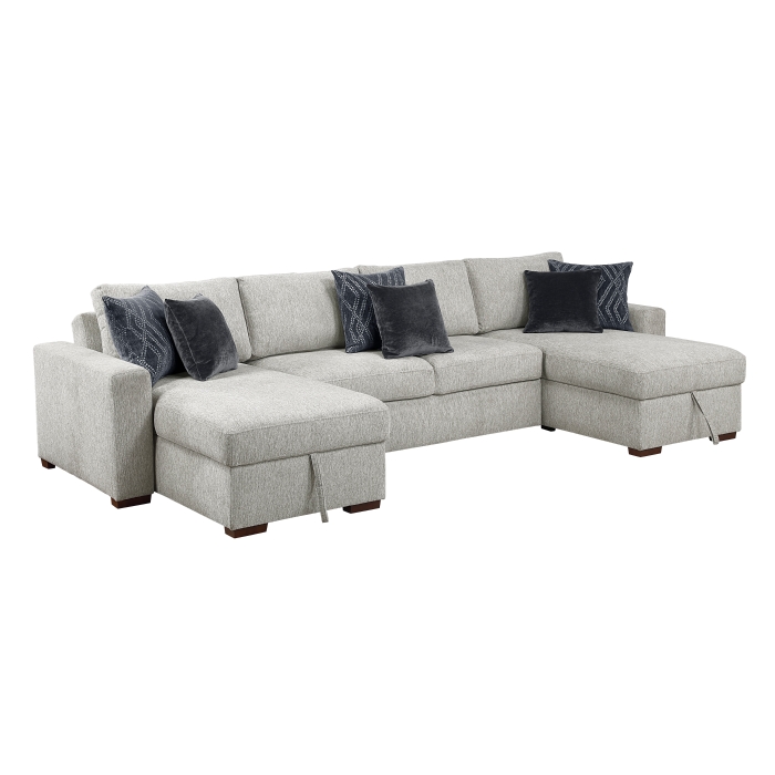 8548GY*42VC2AA 3-Piece Sectional with Convertible and Reversible Chaise, Hidden Storage, Click Motion Back