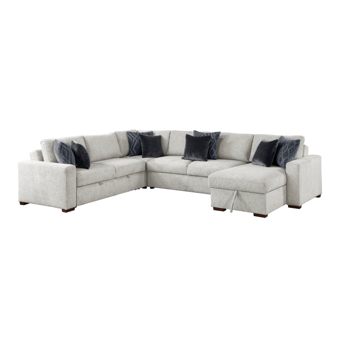 8548GY*5VC2ACR2ACLA 4-Piece Sectional with Reversible Chaise, Pull-out Bed and Hidden Storage