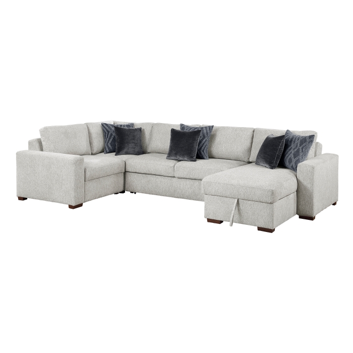 8548GY*5VC2ACRACA 4-Piece Sectional with Convertible and Reversible Chaise, Hidden Storage, Click Motion Back