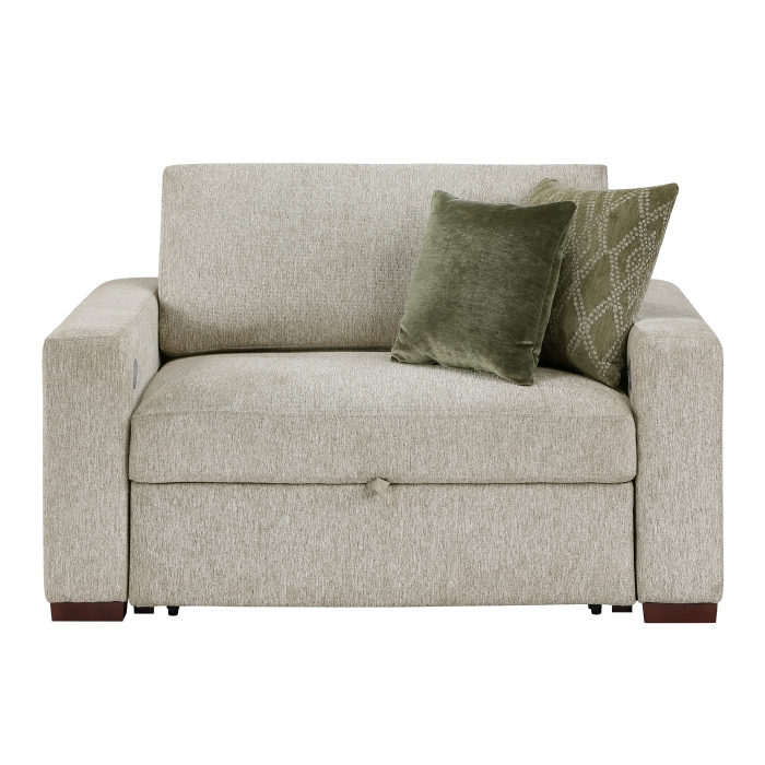 8548-215ACLA2* Convertible Chair and Half with Pull-out Bed, Click Motion Back, Two Arms with Shelves and Charging Ports