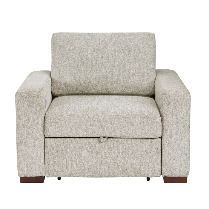 8548-2ACCLA2* Convertible Chair with Pull-out Bed, Click Motion Back, Two Arms with Shelves and Charging Ports
