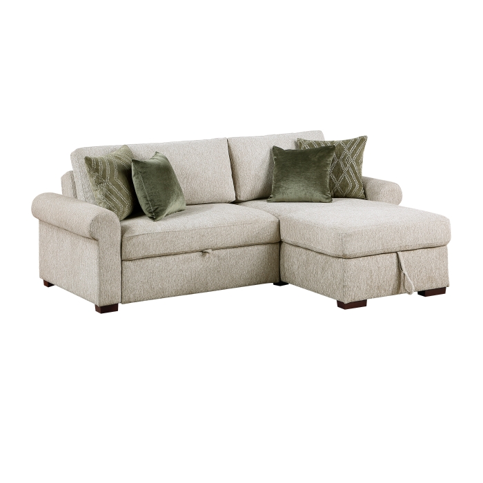 8548*3VC15ACLA4 2-Piece Sectional with Reversible Chaise, Pull-out Bed and Hidden Storage, Click Motion Back