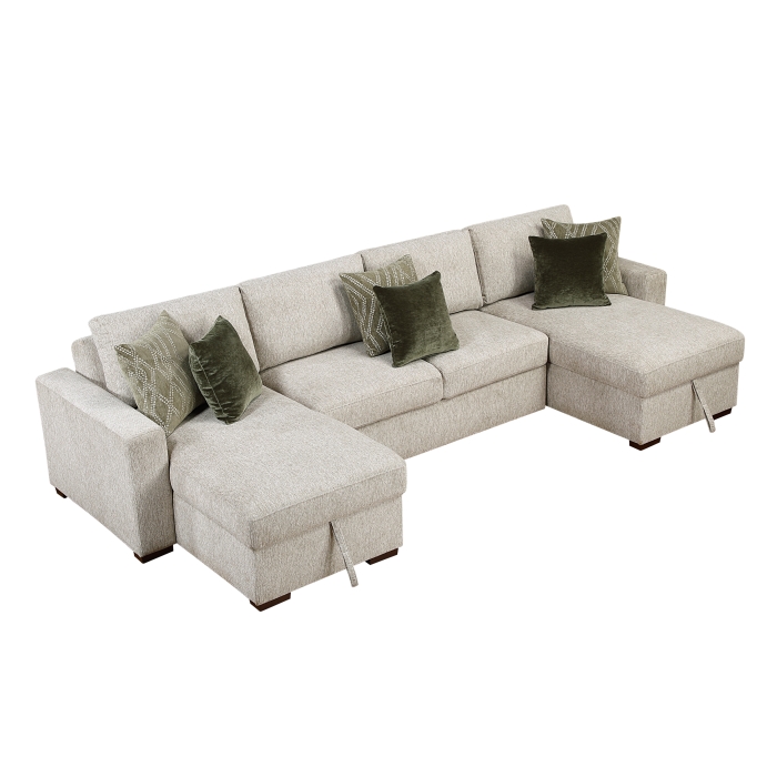 8548*42VC2AA 3-Piece Sectional with Convertible and Reversible Chaise, Hidden Storage, Click Motion Back