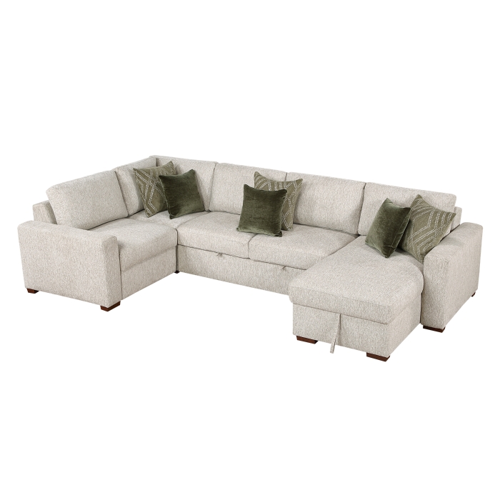 8548*5VC2ACLCRACA 4-Piece Sectional with Reversible Chaise, Pull-out Bed and Hidden Storage