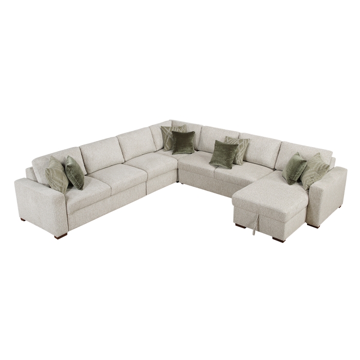 8548*6VCCR22AACA 5-Piece Sectional with Convertible and Reversible Chaise, Hidden Storage, Click Motion Back