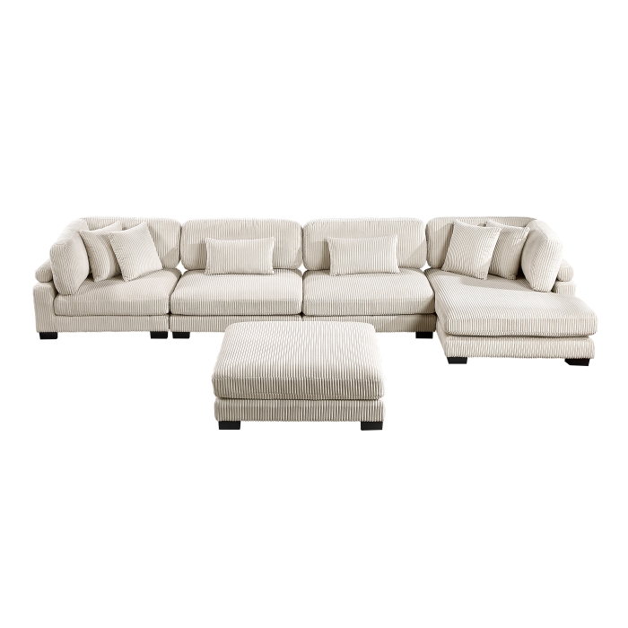 8555BE*CR2ACVCOT 5-Piece Modular Sectional with Reversible Chaise and Ottoman