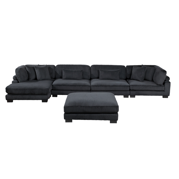 8555BK*CR2ACVCOT 5-Piece Modular Sectional with Reversible Chaise and Ottoman