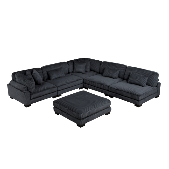 8555BK*6OT 6-Piece Modular Sectional with Ottoman