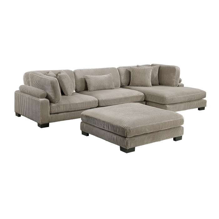 8555GB*CRACVCOT 4-Piece Modular Sectional with Reversible Chaise and Ottoman
