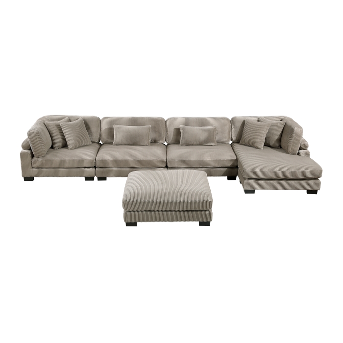 8555GB*CR2ACVCOT 5-Piece Modular Sectional with Reversible Chaise and Ottoman