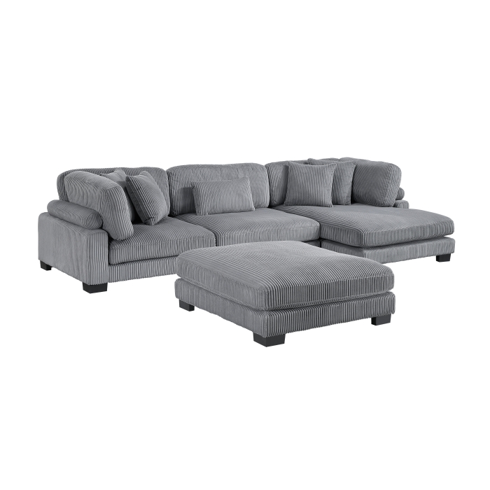 8555GY*CRACVCOT 4-Piece Modular Sectional with Reversible Chaise and Ottoman