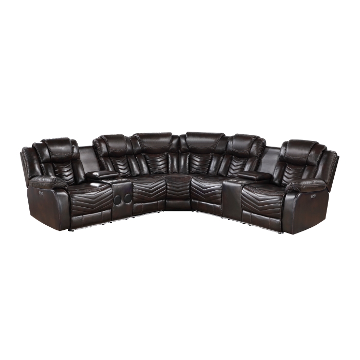 9508DB*SCPW 3-Piece Power Reclining Sectional with Consoles, Speakers, Subwoofer and LED Lighting