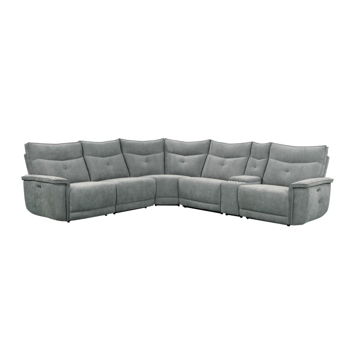 9509DG*6LRRRPWH 6-Piece Modular Power Reclining Sectional with Power Headrests and USB Ports