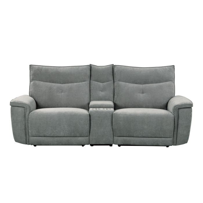 9509DG-2CNPWH* Power Double Reclining Love Seat with Center Console, Power Headrests and USB Ports