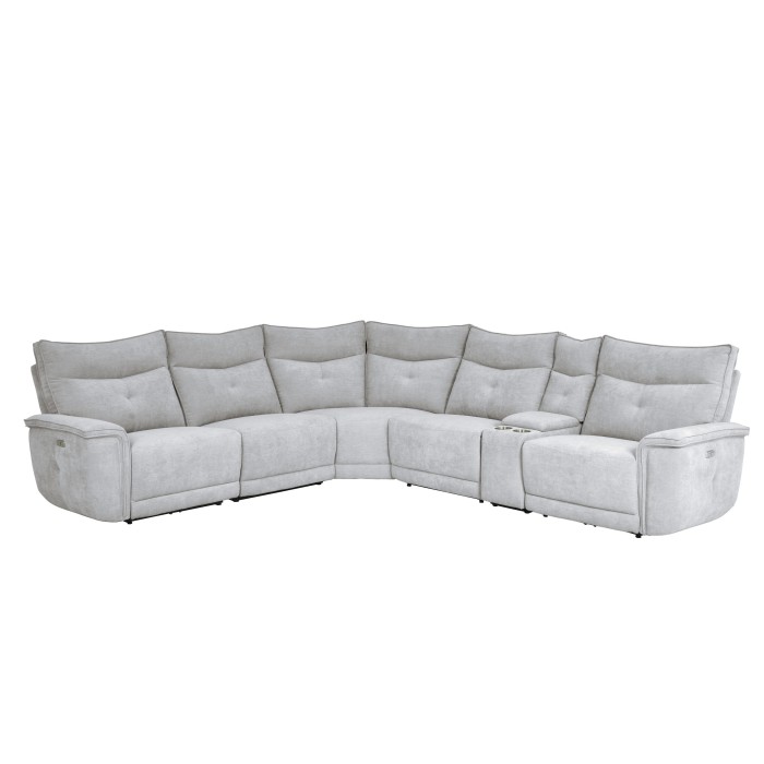 9509MGY*6LRRRPWH 6-Piece Modular Power Reclining Sectional with Power Headrests and USB Ports