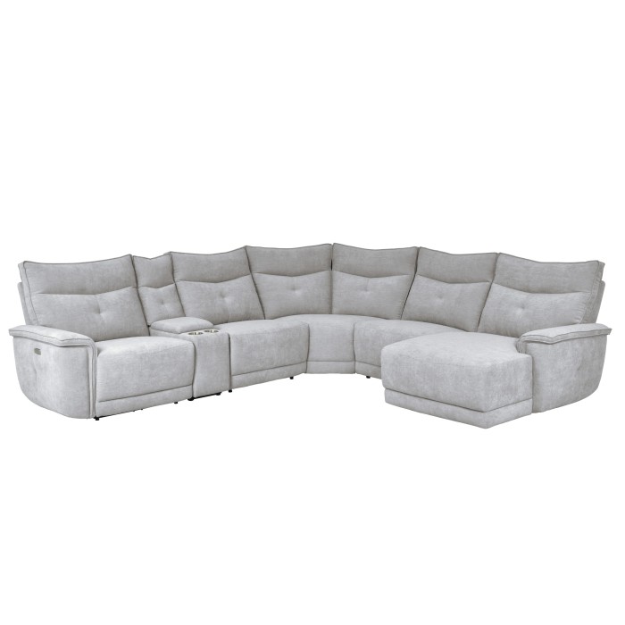 9509MGY*6LRPWH5R 6-Piece Modular Power Reclining Sectional with Power Headrests, Right Chaise and USB Port