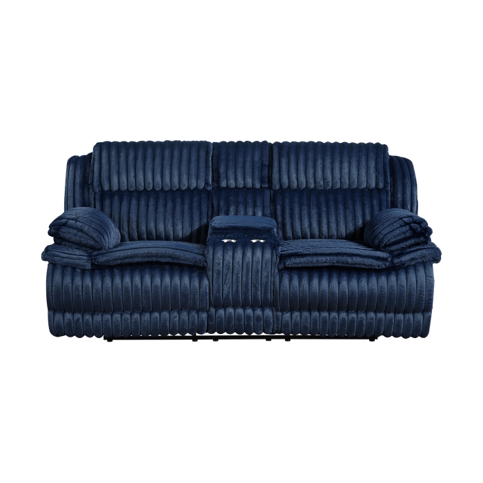 9577BU-2 Double Reclining Love Seat with Center Console