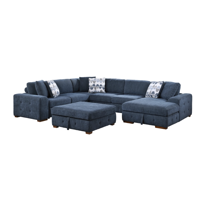 9624BU*52LRC 5-Piece Sectional with Right Chaise, Pull-out Bed and Ottoman