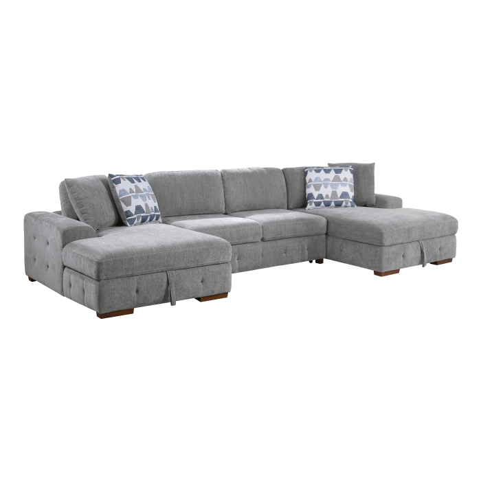 9624GY*3LCRC 3-Piece Sectional with Left and Right Chaise