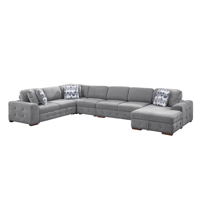 9624GY*52L1ACRC 5-Piece Sectional with Right Chaise and Pull-out Bed