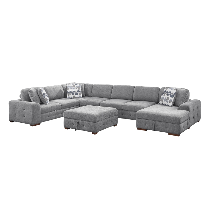 9624GY*62L1ACRCOT 6-Piece Sectional with Right Chaise, Pull-out Bed and Ottoman