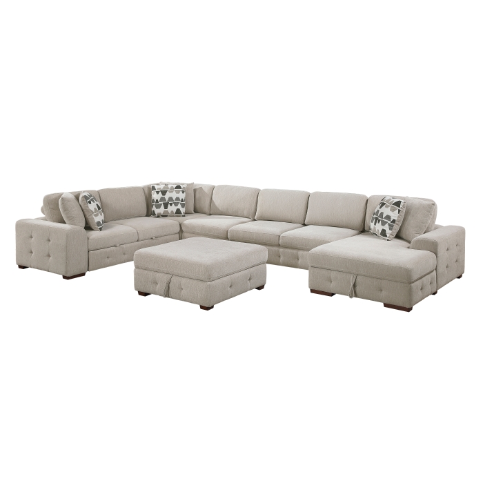 9624TP*62L1ACRCOT 6-Piece Sectional with Right Chaise, Pull-out Bed and Ottoman